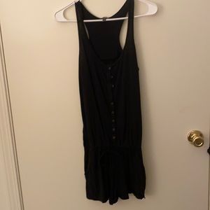 Black cotton romper with pockets